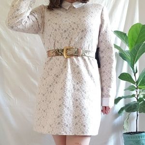 BCBG Ailie Lace overlay sweater collar dress